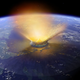 Artist’s rendering of a large asteroid hitting Earth.